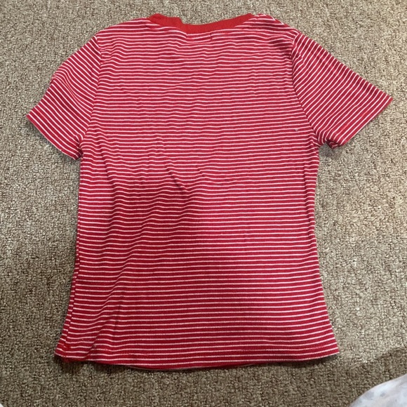 Heart and Hips Red Striped Soft Tight Shirt - Picture 2 of 3